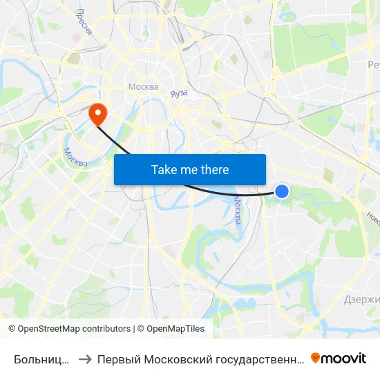 Больница им. Демихова to Первый Московский государственный медицинский университет им. И. М. Сеченова map