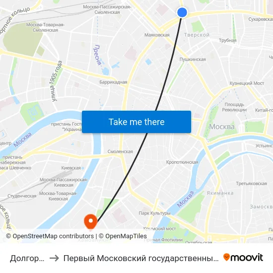 Долгоруковская ул. to Первый Московский государственный медицинский университет им. И. М. Сеченова map
