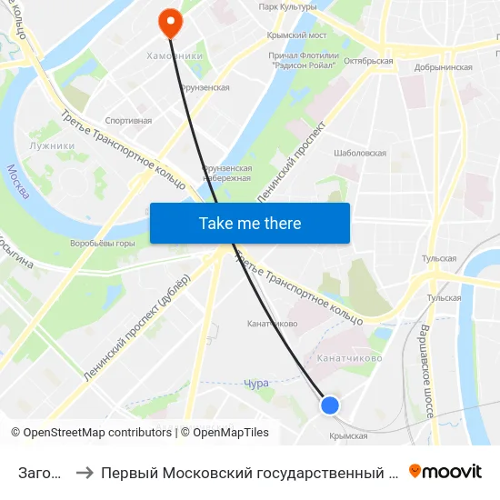 Загородное ш. to Первый Московский государственный медицинский университет им. И. М. Сеченова map