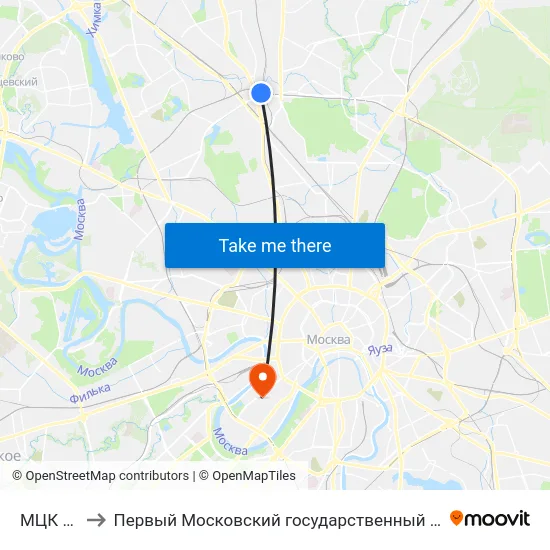 МЦК Окружная to Первый Московский государственный медицинский университет им. И. М. Сеченова map