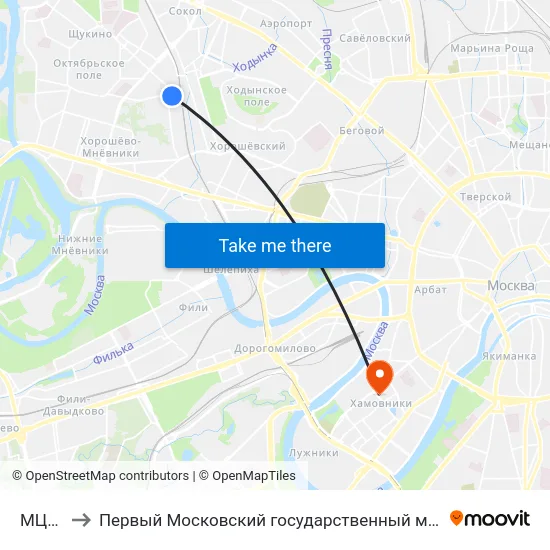 МЦК Зорге to Первый Московский государственный медицинский университет им. И. М. Сеченова map