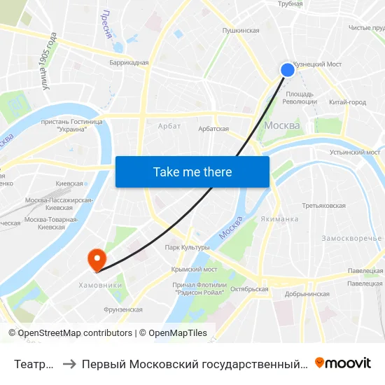 Театральная пл. to Первый Московский государственный медицинский университет им. И. М. Сеченова map