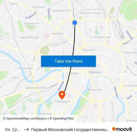 Ул. Сущевский Вал to Первый Московский государственный медицинский университет им. И. М. Сеченова map