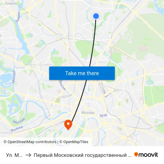 Ул. Молодцова to Первый Московский государственный медицинский университет им. И. М. Сеченова map