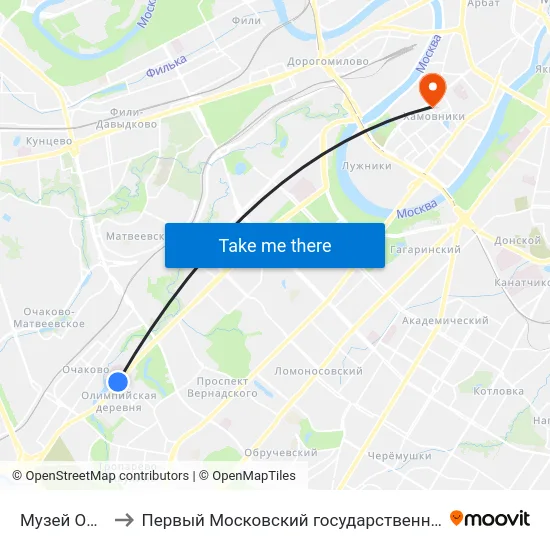 Музей Обороны Москвы to Первый Московский государственный медицинский университет им. И. М. Сеченова map