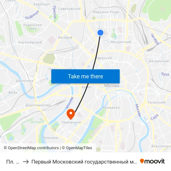 Пл. Борьбы to Первый Московский государственный медицинский университет им. И. М. Сеченова map