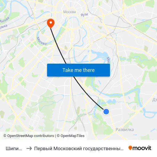 Шипиловская ул. to Первый Московский государственный медицинский университет им. И. М. Сеченова map