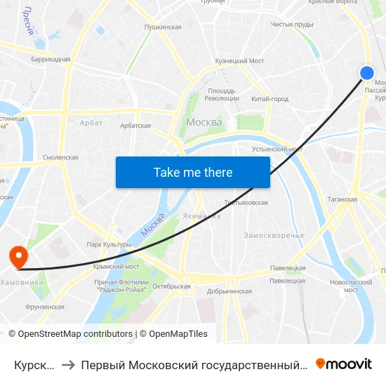 Курский вокзал to Первый Московский государственный медицинский университет им. И. М. Сеченова map