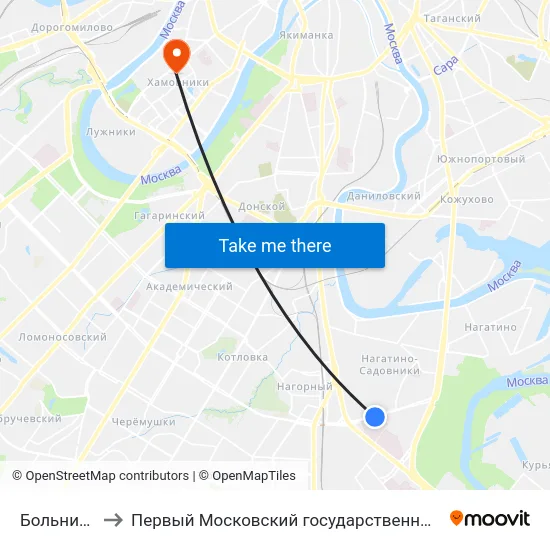 Больница им. Юдина to Первый Московский государственный медицинский университет им. И. М. Сеченова map