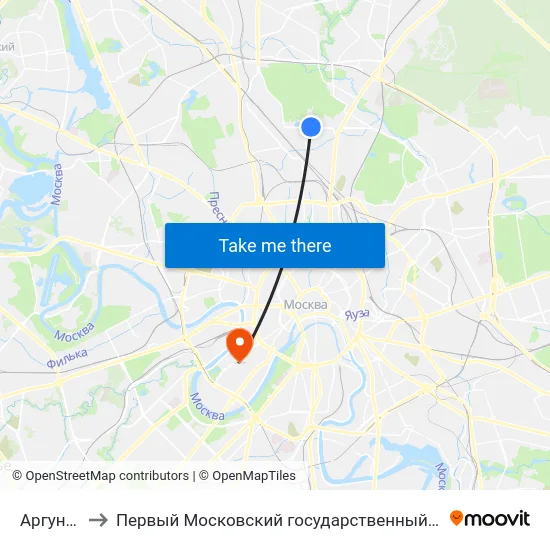 Аргуновская ул. to Первый Московский государственный медицинский университет им. И. М. Сеченова map