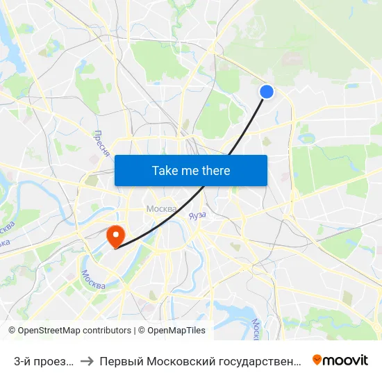 3-й проезд Подбельского to Первый Московский государственный медицинский университет им. И. М. Сеченова map