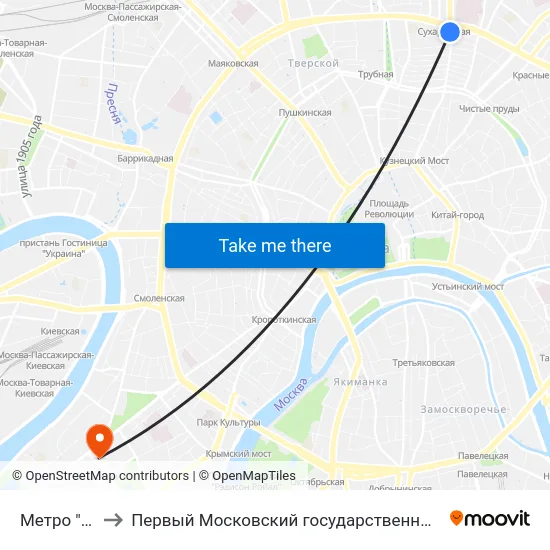 Метро "Сухаревская" to Первый Московский государственный медицинский университет им. И. М. Сеченова map