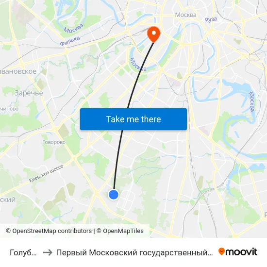 Голубинская ул. to Первый Московский государственный медицинский университет им. И. М. Сеченова map
