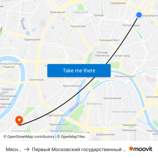 Мясницкая ул. to Первый Московский государственный медицинский университет им. И. М. Сеченова map