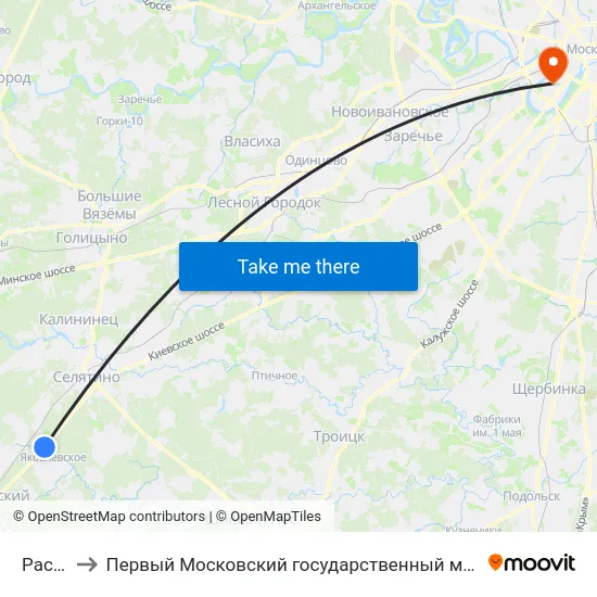 Рассудово to Первый Московский государственный медицинский университет им. И. М. Сеченова map