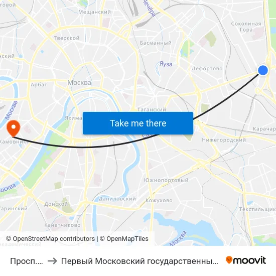 Просп. Буденного to Первый Московский государственный медицинский университет им. И. М. Сеченова map