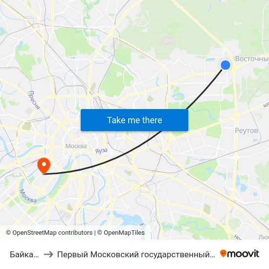 Байкальская ул. to Первый Московский государственный медицинский университет им. И. М. Сеченова map