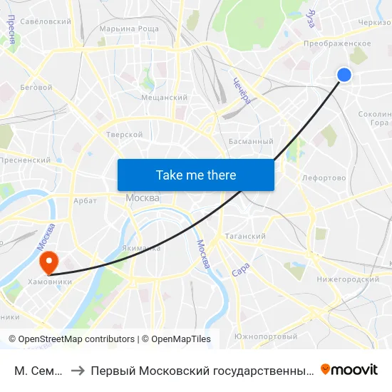 М. Семеновская ул. to Первый Московский государственный медицинский университет им. И. М. Сеченова map