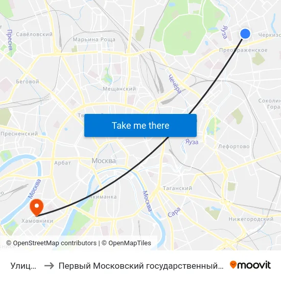 Улица Хромова to Первый Московский государственный медицинский университет им. И. М. Сеченова map
