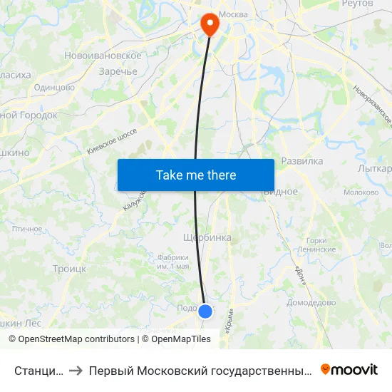 Станция Подольск to Первый Московский государственный медицинский университет им. И. М. Сеченова map