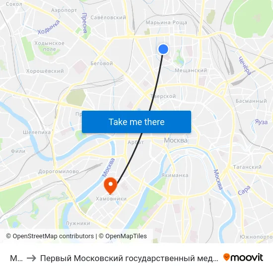 МИИТ to Первый Московский государственный медицинский университет им. И. М. Сеченова map