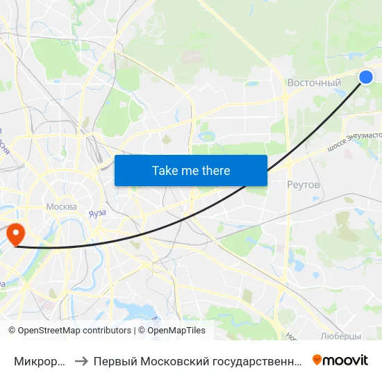 Микрорайон Гагарина to Первый Московский государственный медицинский университет им. И. М. Сеченова map