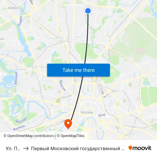 Ул. Плещеева to Первый Московский государственный медицинский университет им. И. М. Сеченова map
