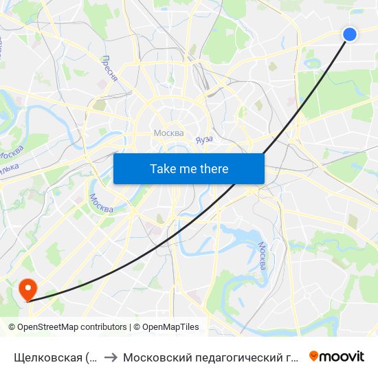 Щелковская (Schelkovskaya) to Московский педагогический государственный университет map