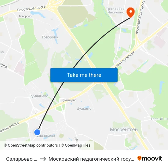 Саларьево (Salaryevo) to Московский педагогический государственный университет map