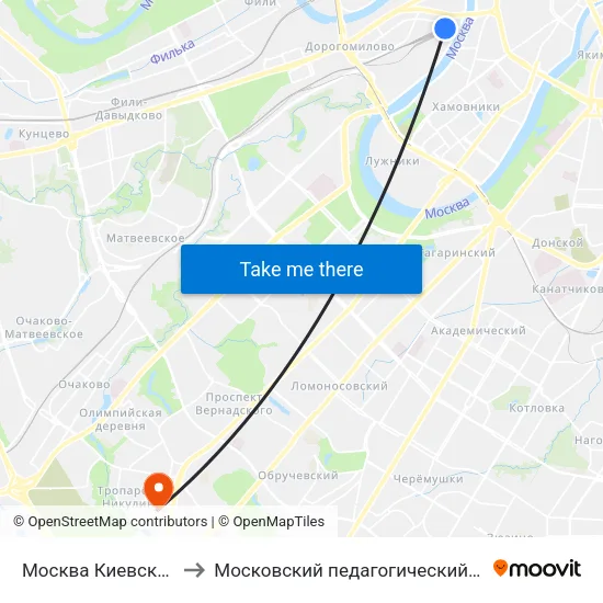 Москва Киевская (Kievsky Station) to Московский педагогический государственный университет map