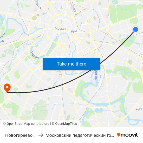 Новогиреево (Novogireevo) to Московский педагогический государственный университет map