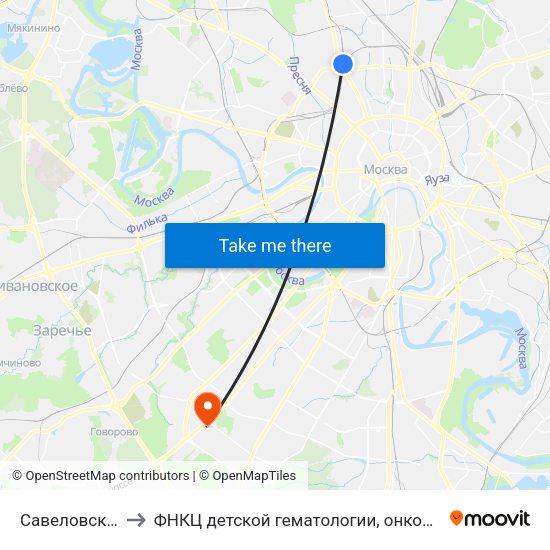 Савеловская (Savelovskaya) to ФНКЦ детской гематологии, онкологии и иммунологии имени Дмитрия Рогачева map