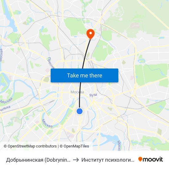 Добрынинская (Dobryninskaya) to Институт психологии РАН map