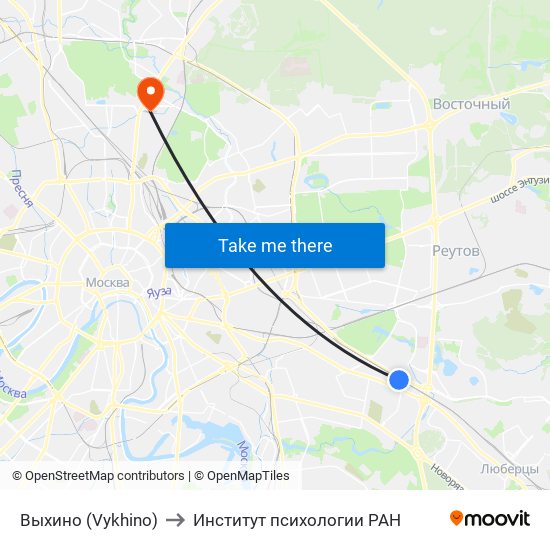 Выхино (Vykhino) to Институт психологии РАН map