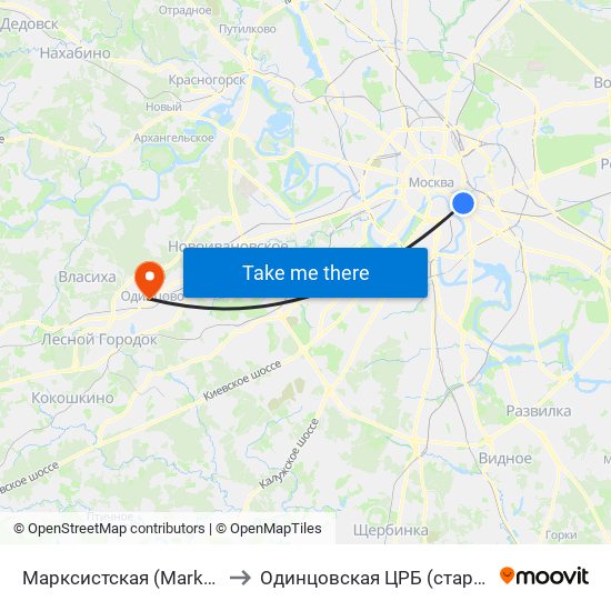 Марксистская (Marksistskaya) to Одинцовская ЦРБ (старый корпус) map