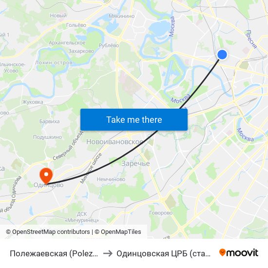 Полежаевская (Polezhaevskaya) to Одинцовская ЦРБ (старый корпус) map