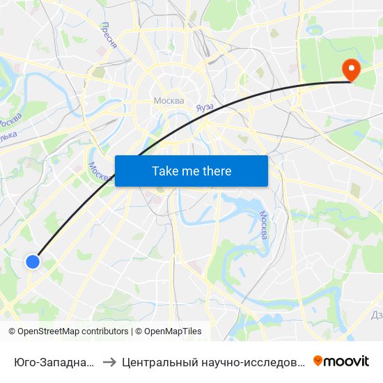 Юго-Западная (Yugo-Zapadnaya) to Центральный научно-исследовательский институт гастроэнтерологии map