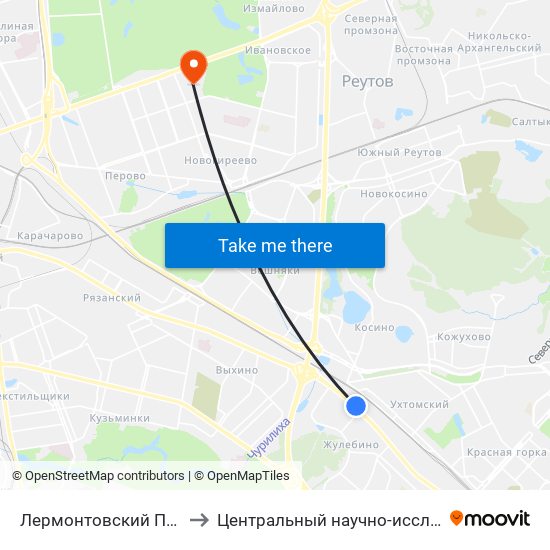 Лермонтовский Проспект (Lermontovsky Prospekt) to Центральный научно-исследовательский институт гастроэнтерологии map