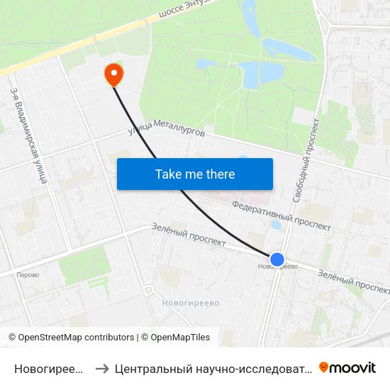 Новогиреево (Novogireevo) to Центральный научно-исследовательский институт гастроэнтерологии map