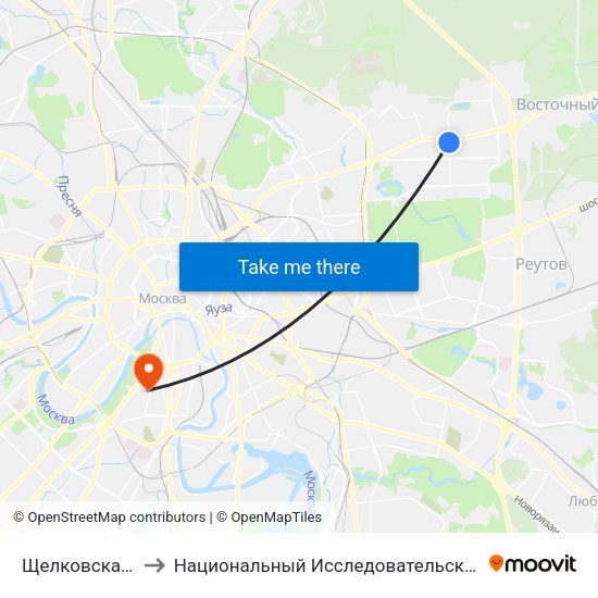 Щелковская (Schelkovskaya) to Национальный Исследовательский Университет Высшая Школа Экономики map