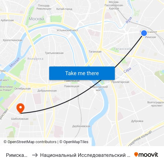 Римская (Rimskaya) to Национальный Исследовательский Университет Высшая Школа Экономики map