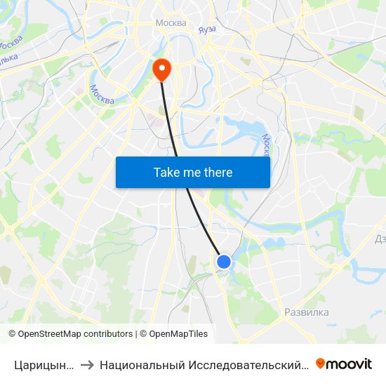Царицыно (Tsaritsyno) to Национальный Исследовательский Университет Высшая Школа Экономики map
