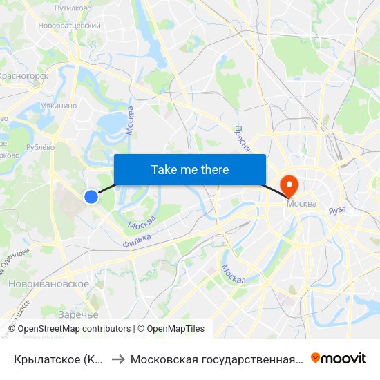 Крылатское (Krylatskoe) to Московская государственная консерватория map