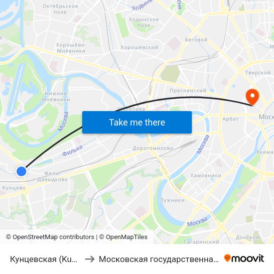 Кунцевская (Kuntsevskaya) to Московская государственная консерватория map