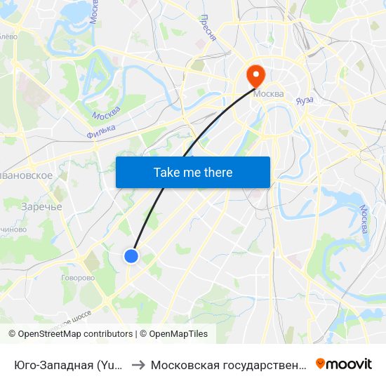 Юго-Западная (Yugo-Zapadnaya) to Московская государственная консерватория map