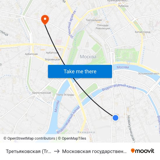 Третьяковская (Tretyakovskaya) to Московская государственная консерватория map