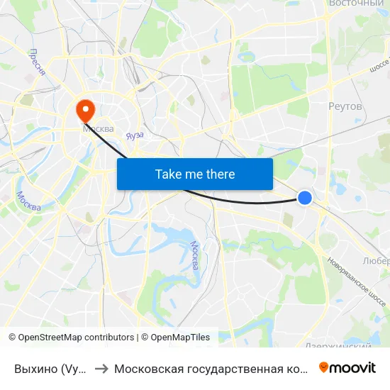 Выхино (Vykhino) to Московская государственная консерватория map