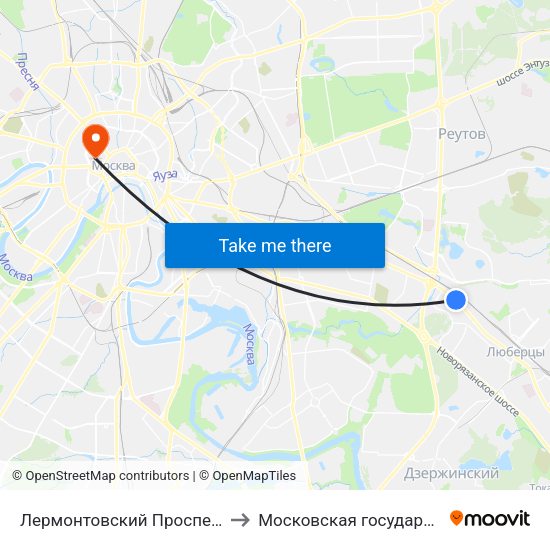 Лермонтовский Проспект (Lermontovsky Prospekt) to Московская государственная консерватория map