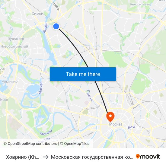 Ховрино (Khovrino) to Московская государственная консерватория map