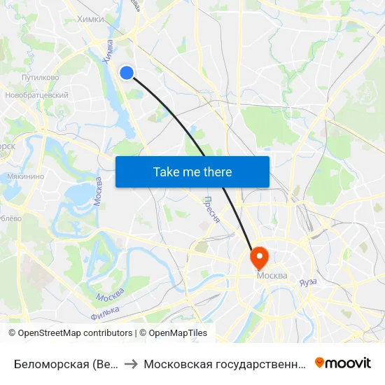 Беломорская (Belomorskaya) to Московская государственная консерватория map